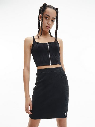 Calvin Klein Ruhák HU254270 | Calvin Klein Zip Up Cropped Női Felsők Fekete